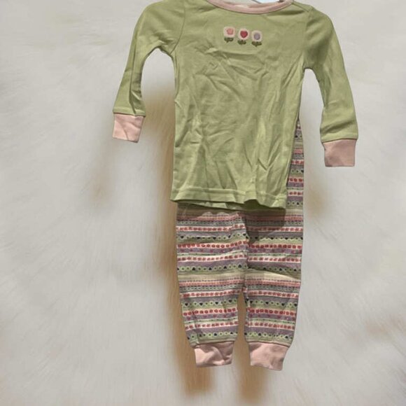 Gymboree NWT Green knit Pajamas Embroidered Flower Full-Length Pants 6- 12 mos - Picture 1 of 1
